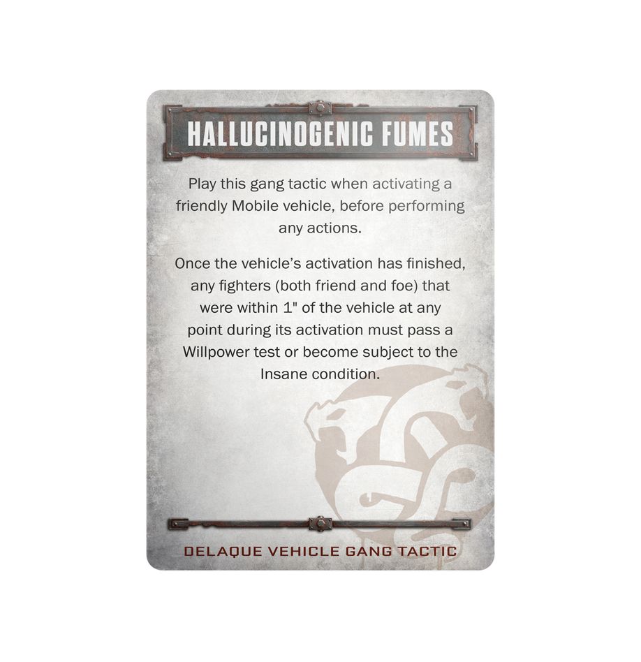 DELAQUE VEHICLE GANG TACTICS CARDS