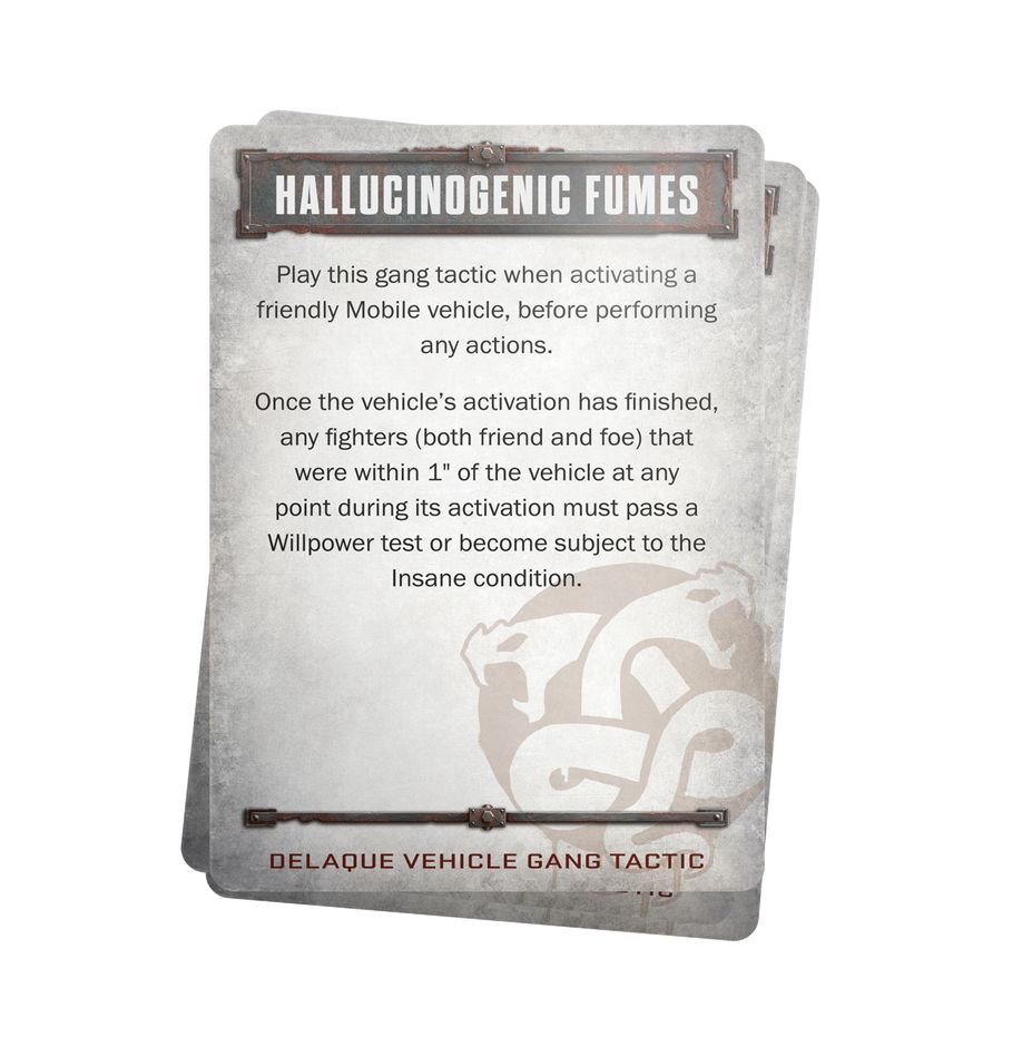 DELAQUE VEHICLE GANG TACTICS CARDS